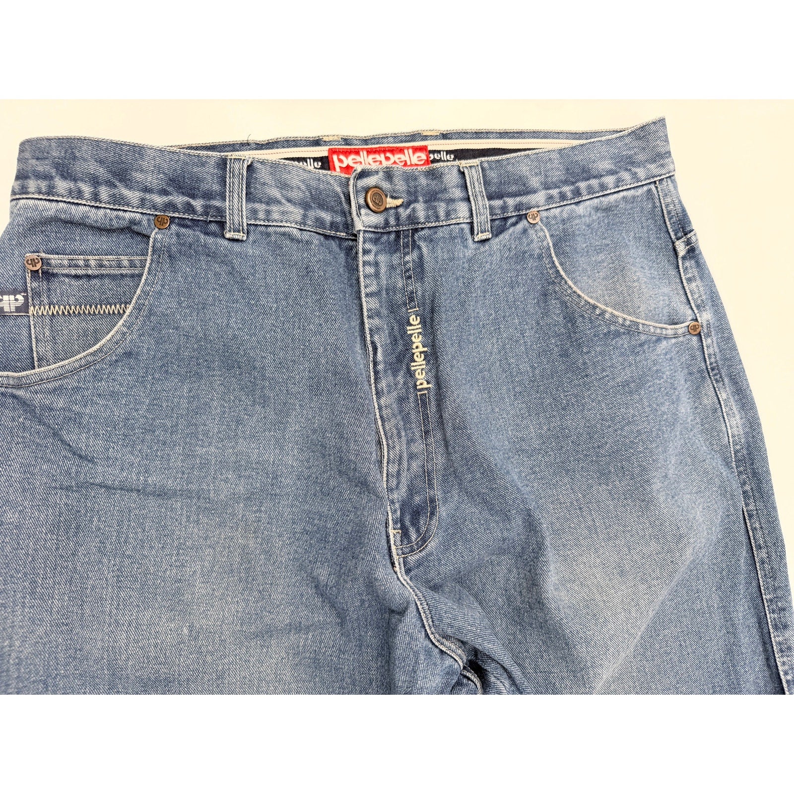 Pelle Pelle Denim Pants Mens 38 Blue Baggy Hip Hop Jean Shorts