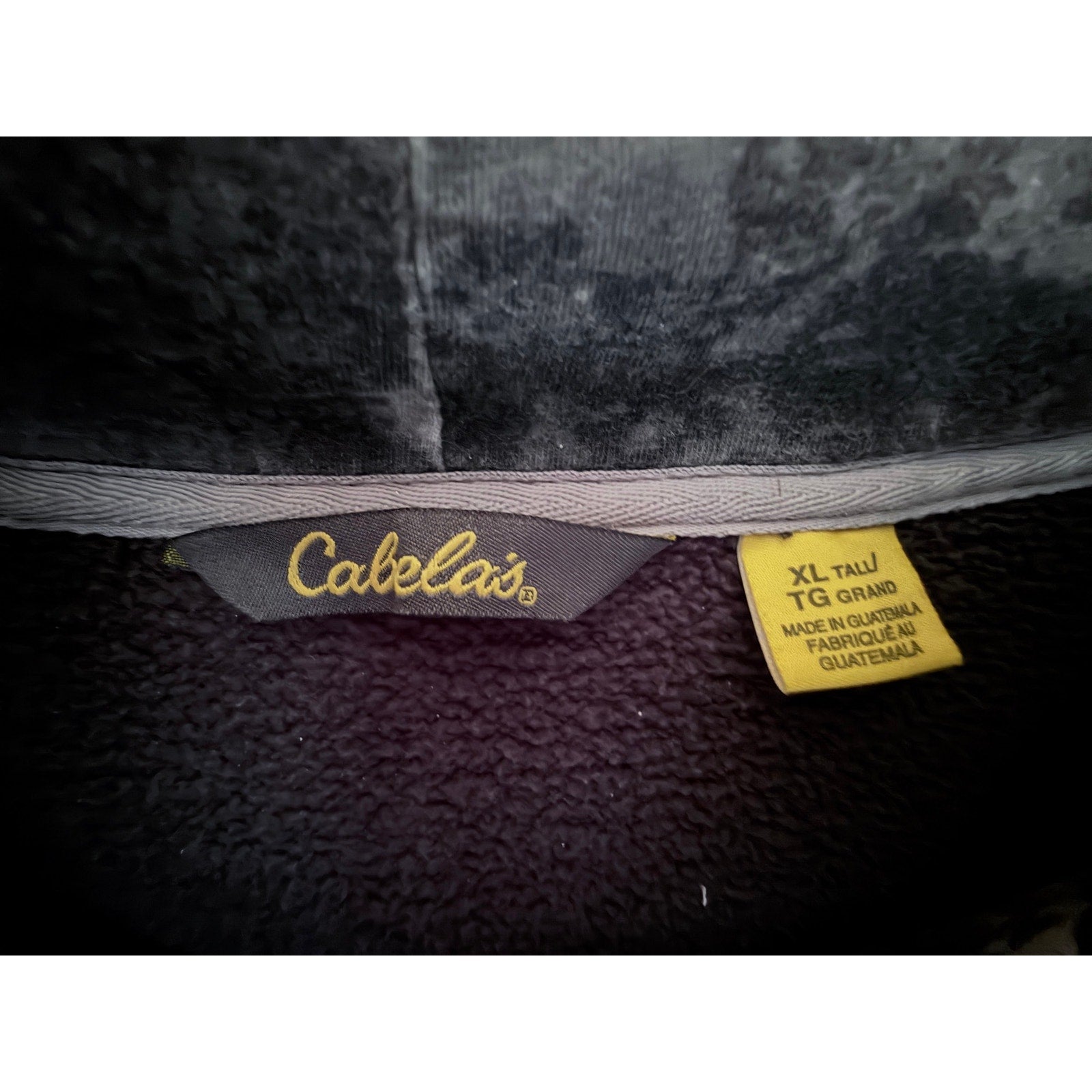 Cabela's Script Logo Pullover Hoodie XL Tall Black Fleece Sweatshirt