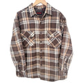 Wolverine Flannel Shirt Jacket Mens Large Brown Plaid Quilted Lined Shacket
