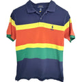 Polo Ralph Lauren Boys Large Striped Polo Shirt Blue Yellow Orange Green Cotton