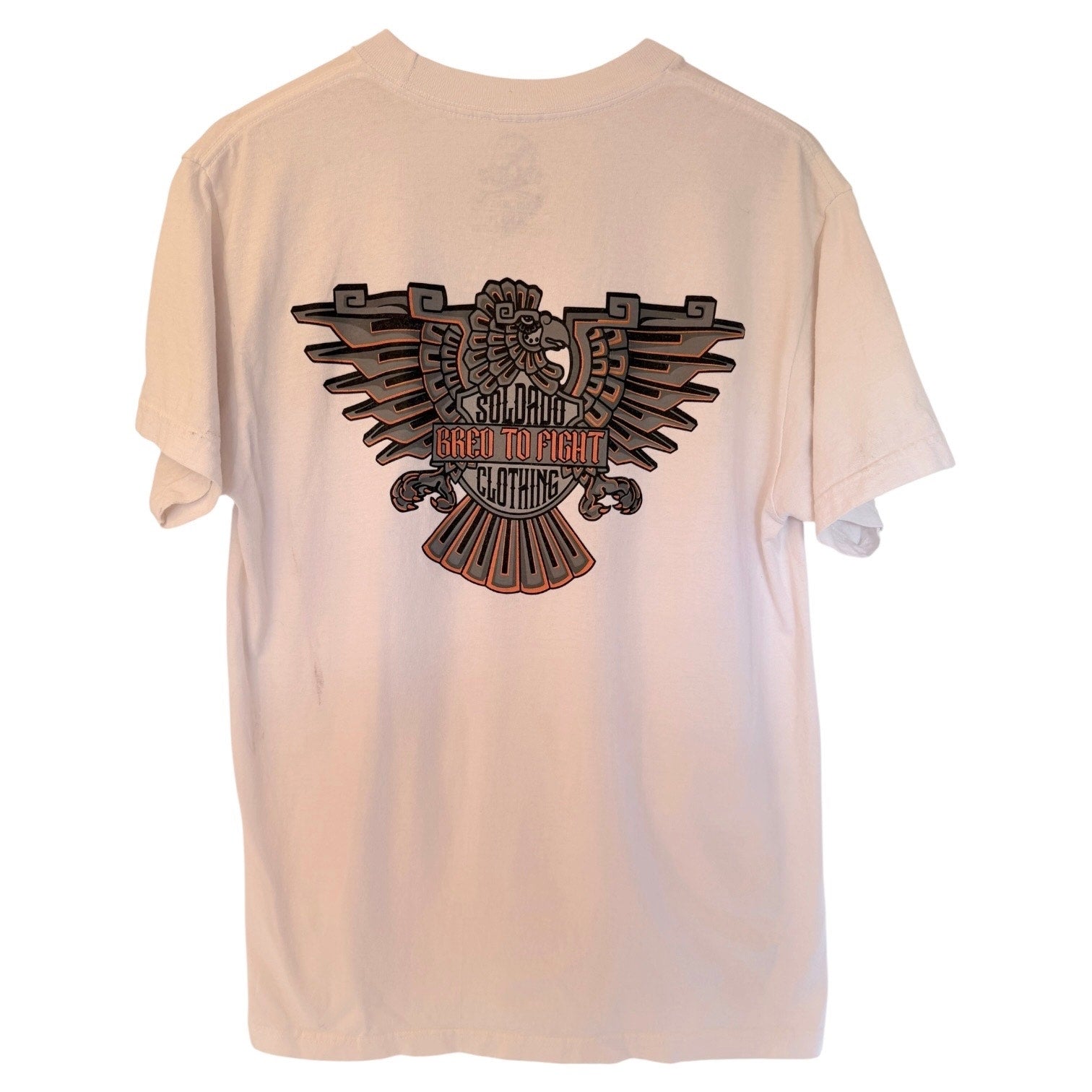 Soldado Bred To Fight T Shirt Mens Large White Skull Graphic Biker Tee