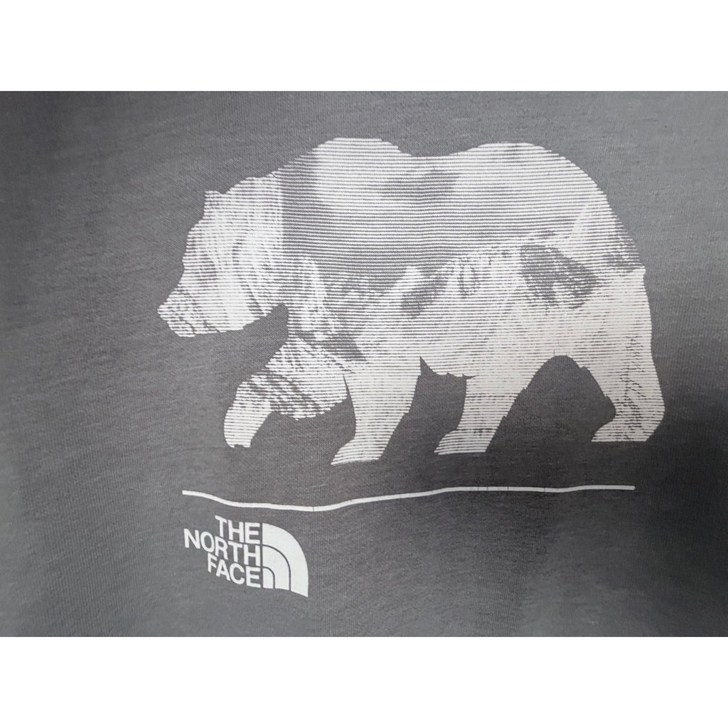 The North Face Mens Hoodie Gray Bear Graphic Pullover Sweatshirt Large