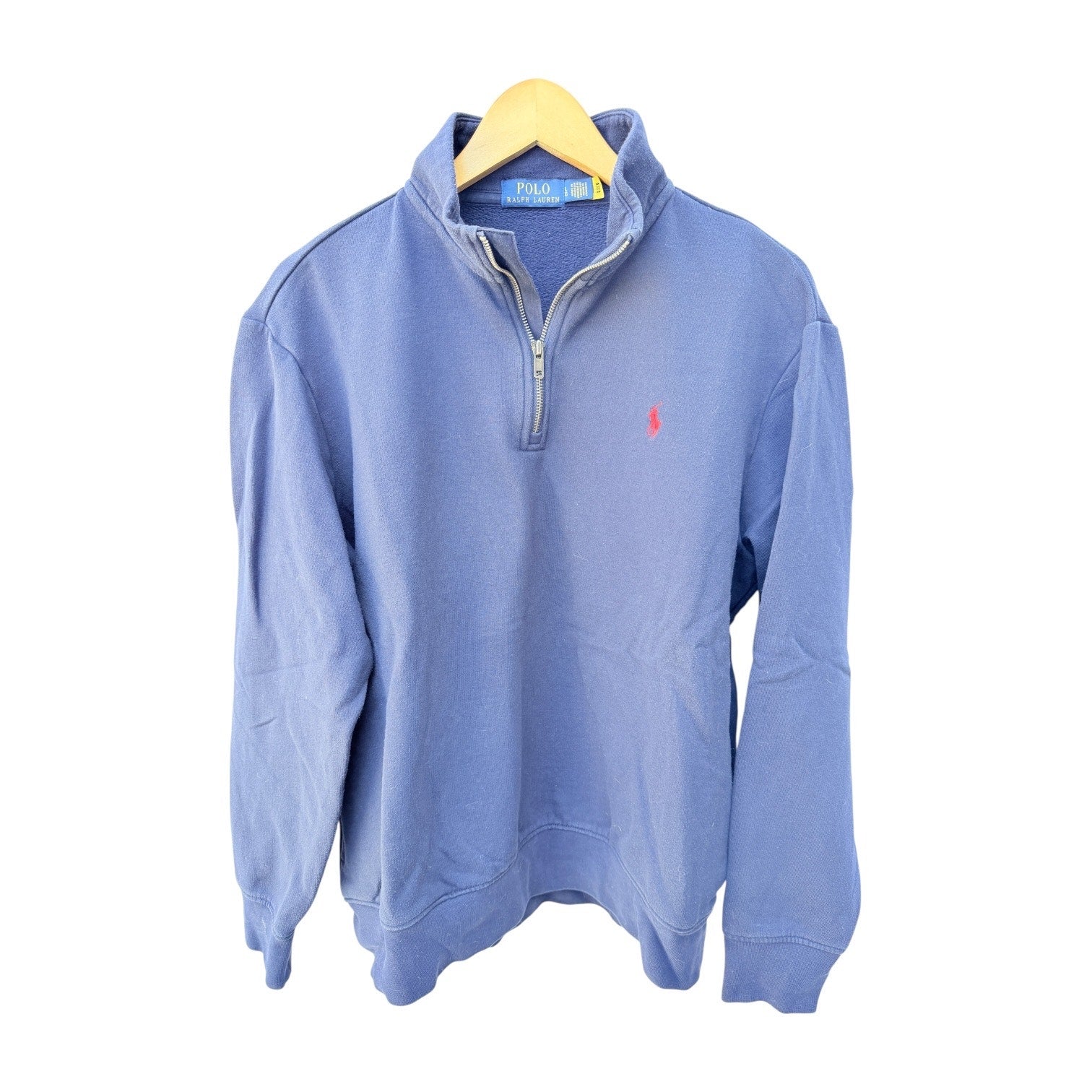 Polo Ralph Lauren Quarter Zip Pullover Mens Large Blue Pony Logo Sweatshirt