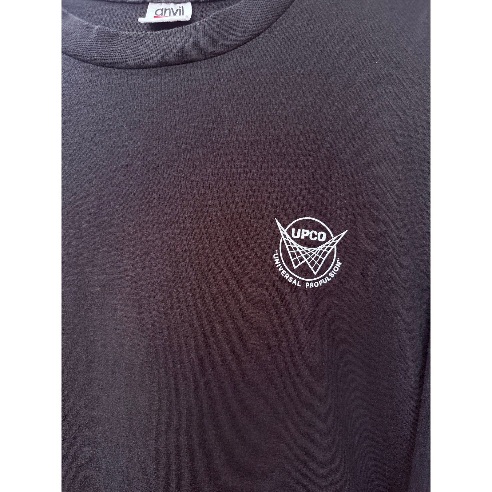 Vintage Anvil UPCO Jetpack Graphic Long Sleeve T Shirt Mens XL Black USA Made