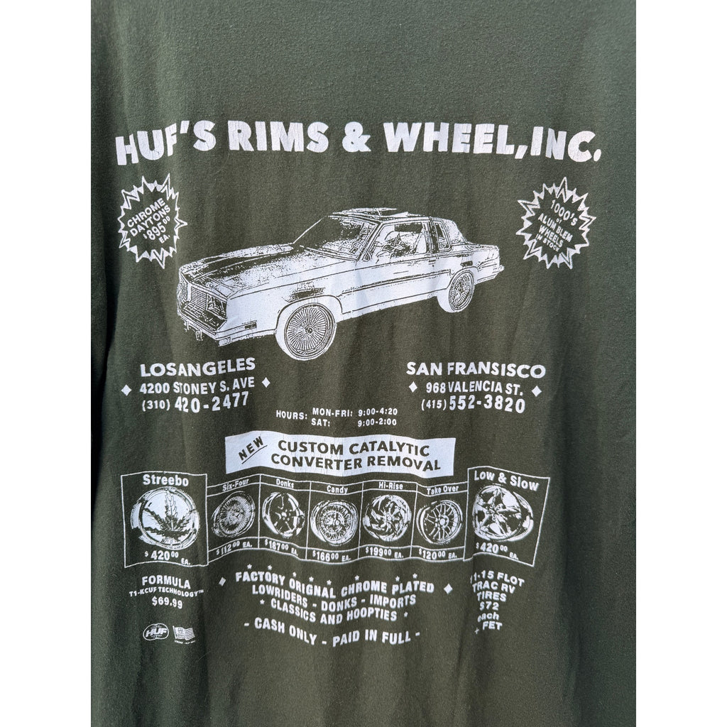 HUF Graphic T Shirt Mens Medium Green Streetwear Skate Tee