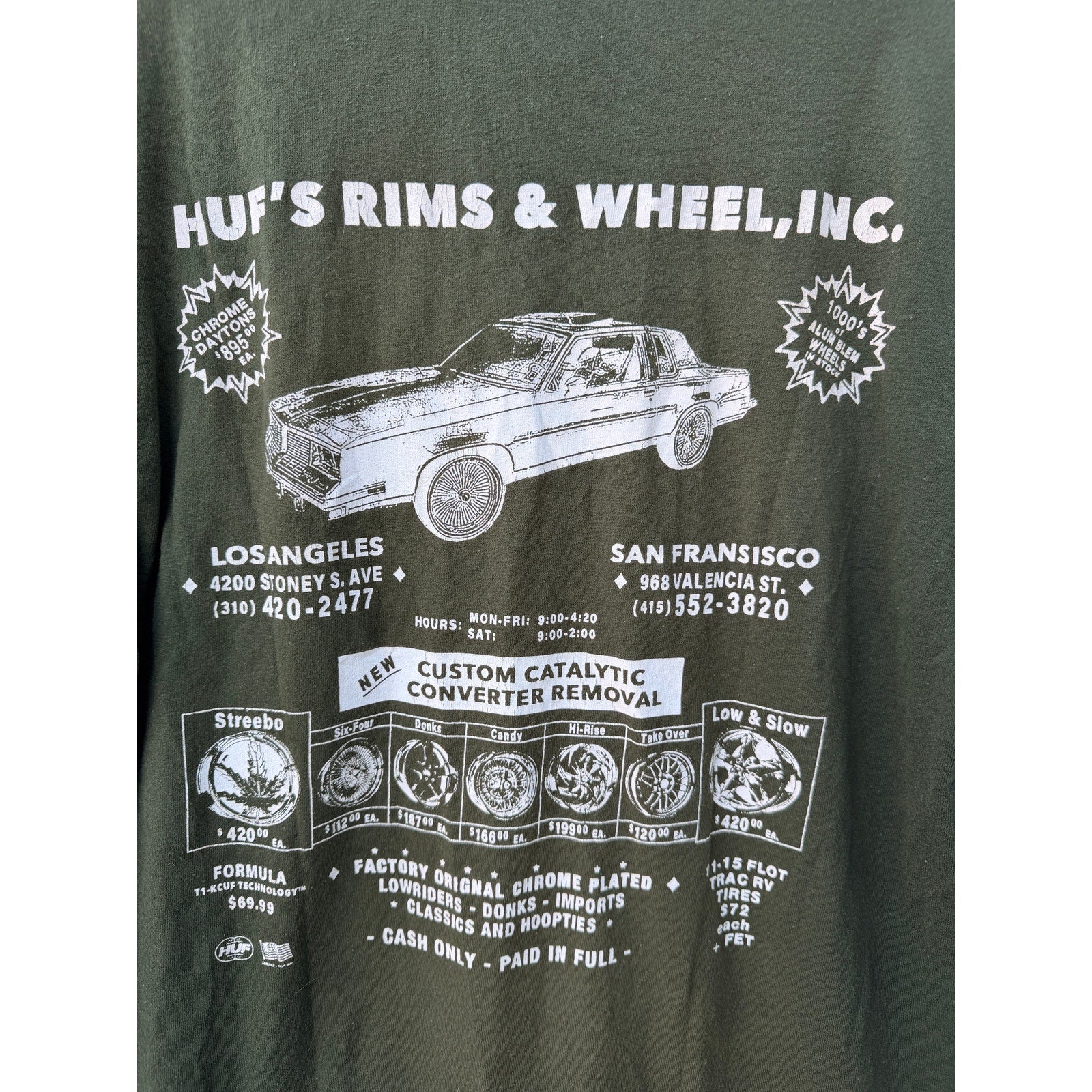 HUF Graphic T Shirt Mens Medium Green Streetwear Skate Tee
