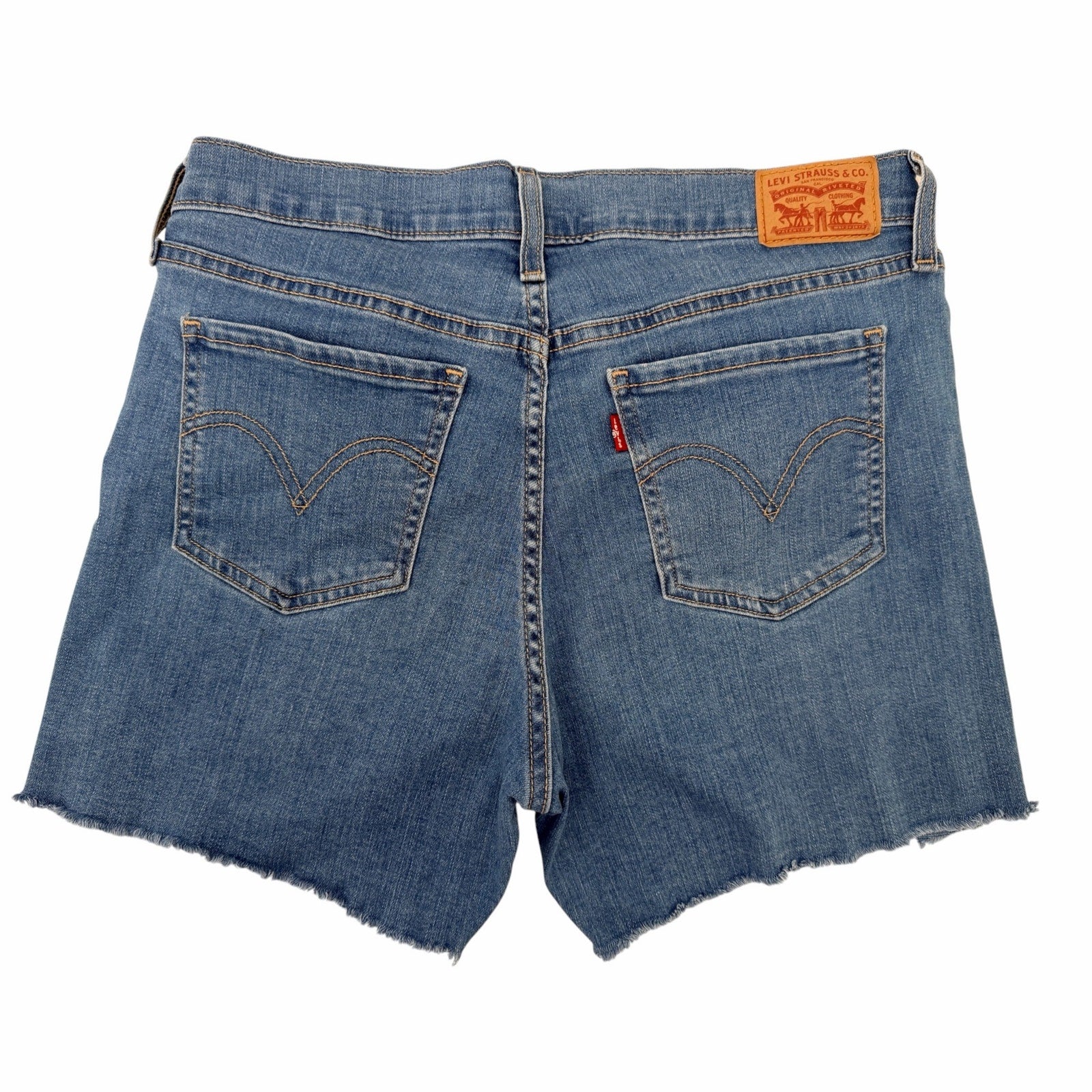 Levi's Women's Mid Length Distressed Denim Shorts 30