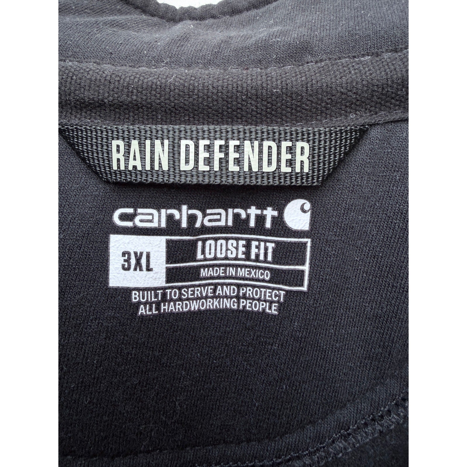 Carhartt Rain Defender Hoodie Mens 3XL Black Loose Fit Quarter Zip Workwear