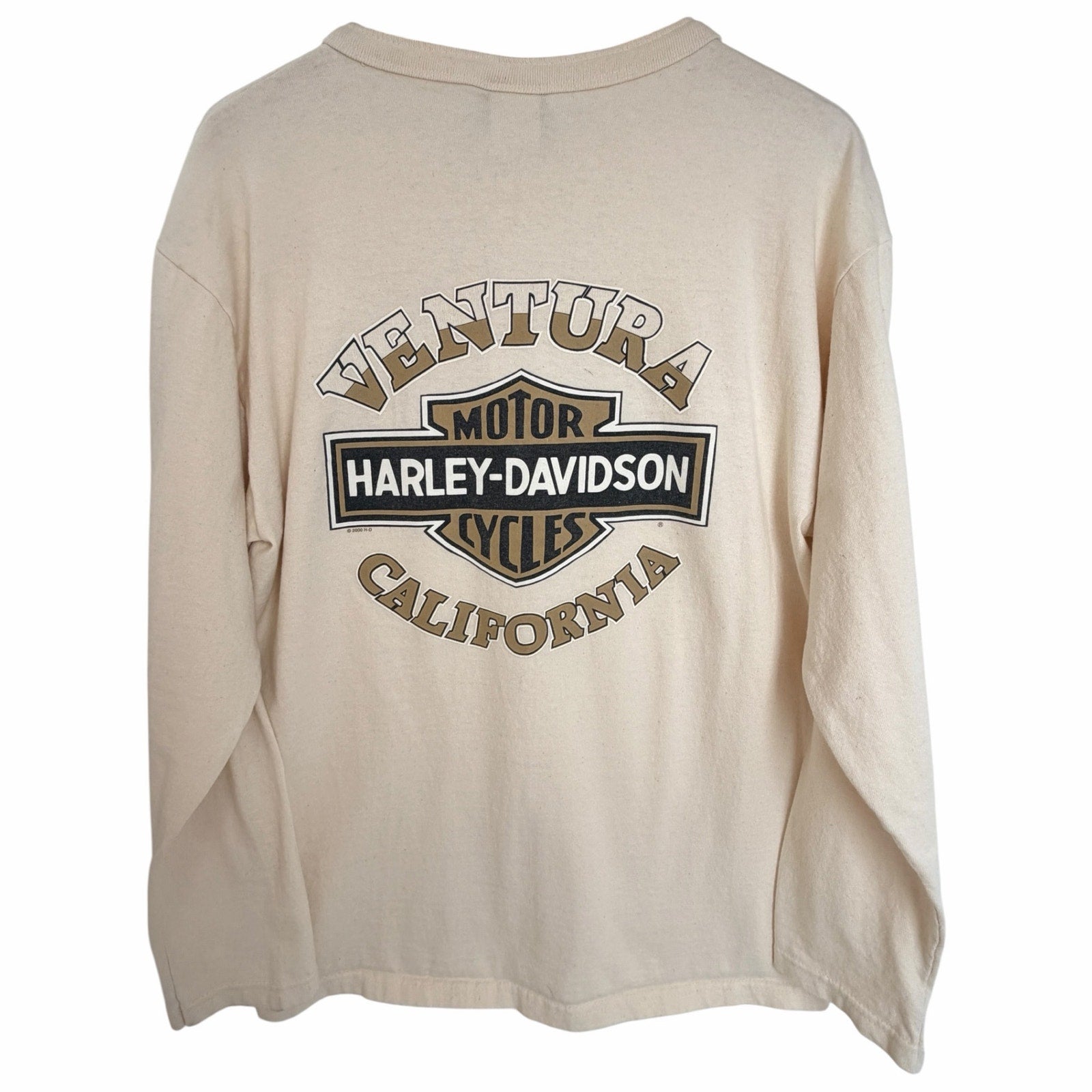 Harley-Davidson Ventura Mens L 2000 Long Sleeve Henley Shirt