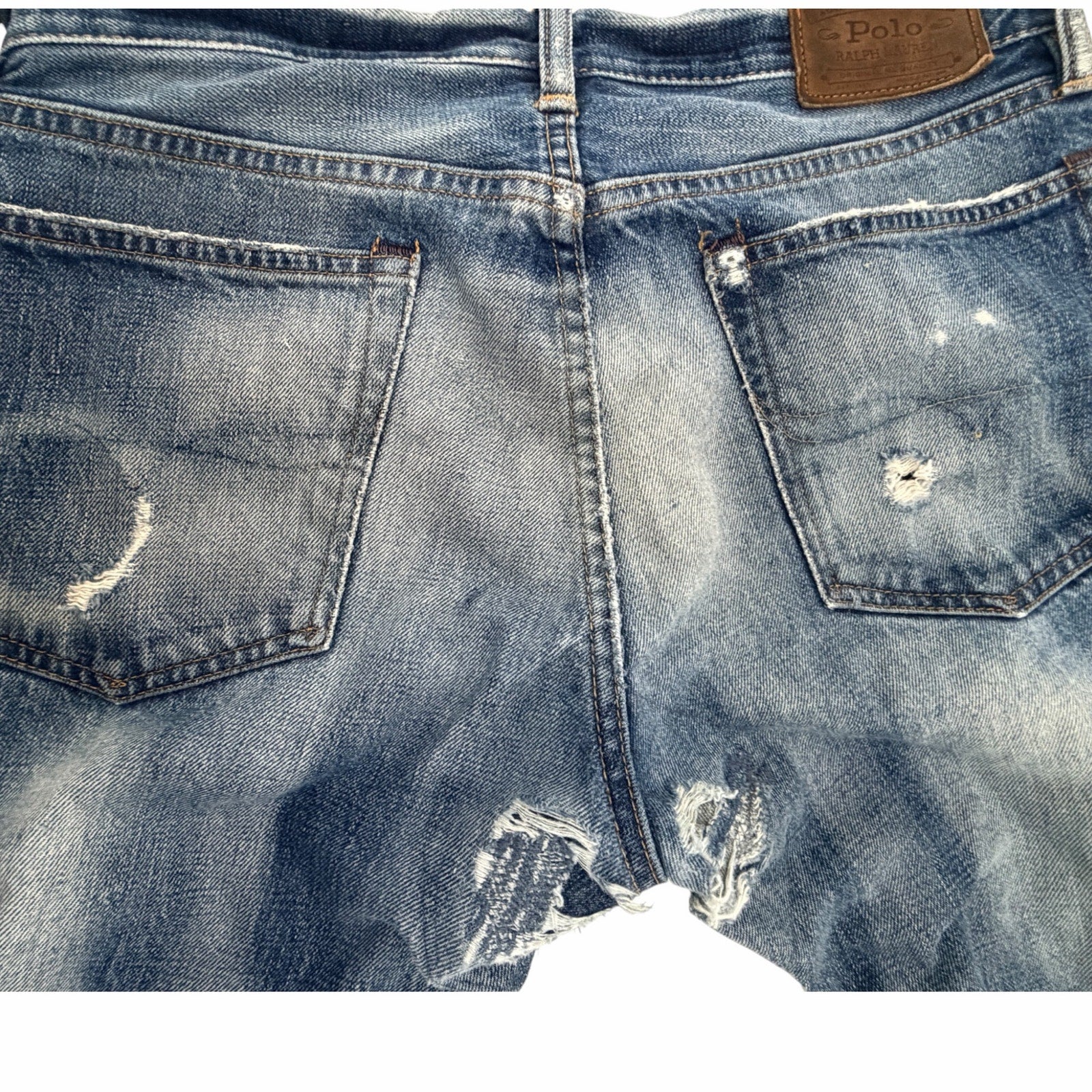 Polo Ralph Lauren Varick Slim Straight Distressed Jeans Mens 31x30 Blue