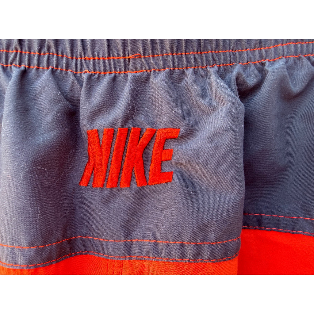 Nike Swim Trunks Mens Medium Orange Black Athletic Swim Shorts