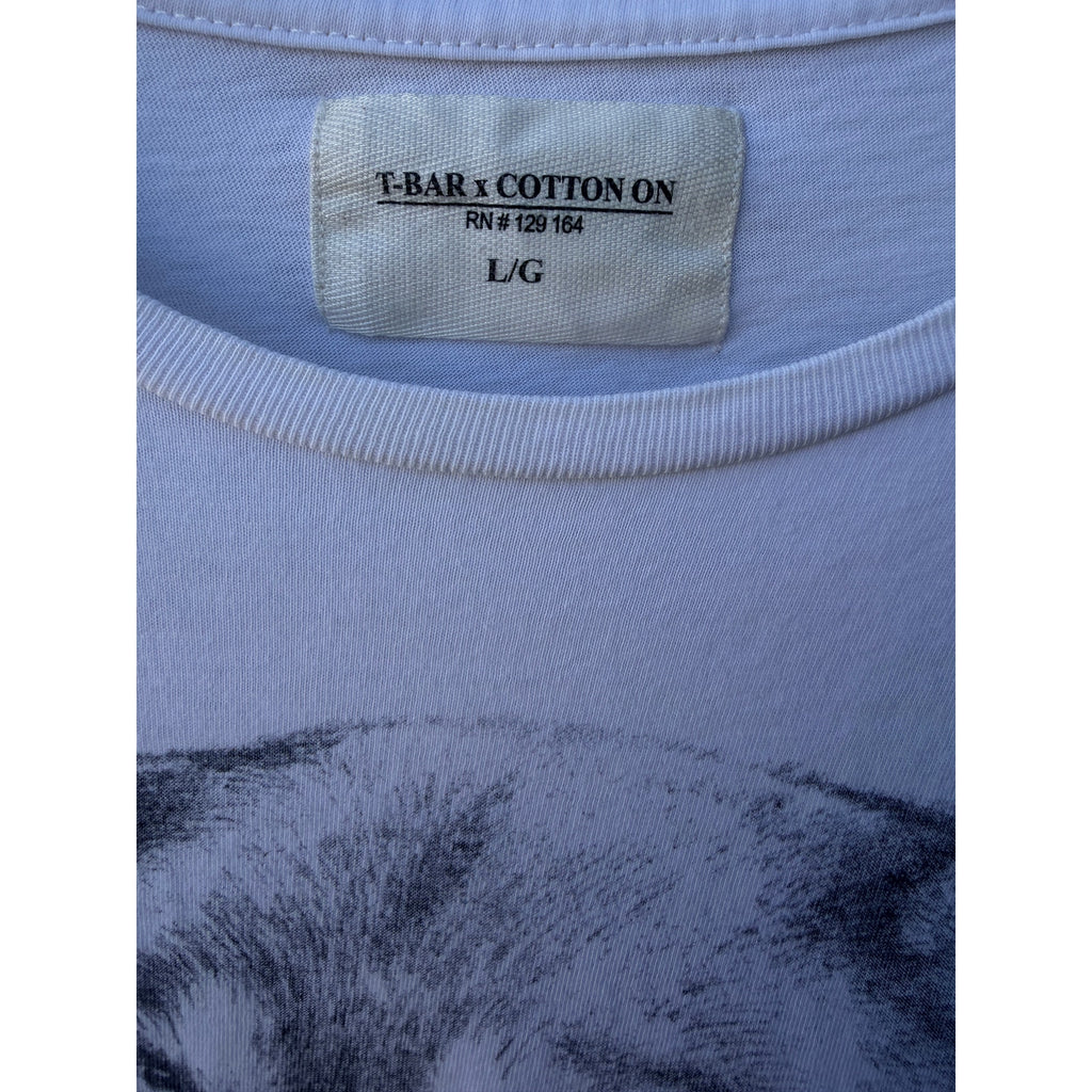 T Bar x Cotton On Wolf Skull Graphic T Shirt Mens L