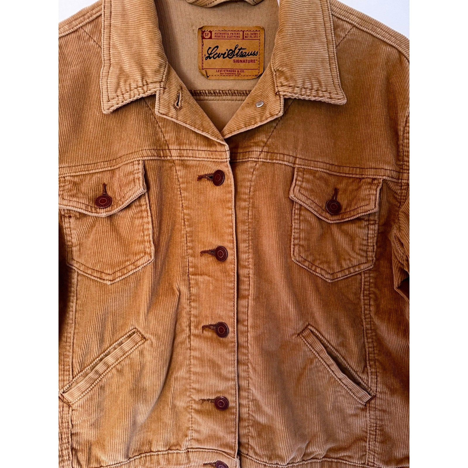 Levi Strauss Signature Corduroy Jacket Womens Small Tan Button Front Coat