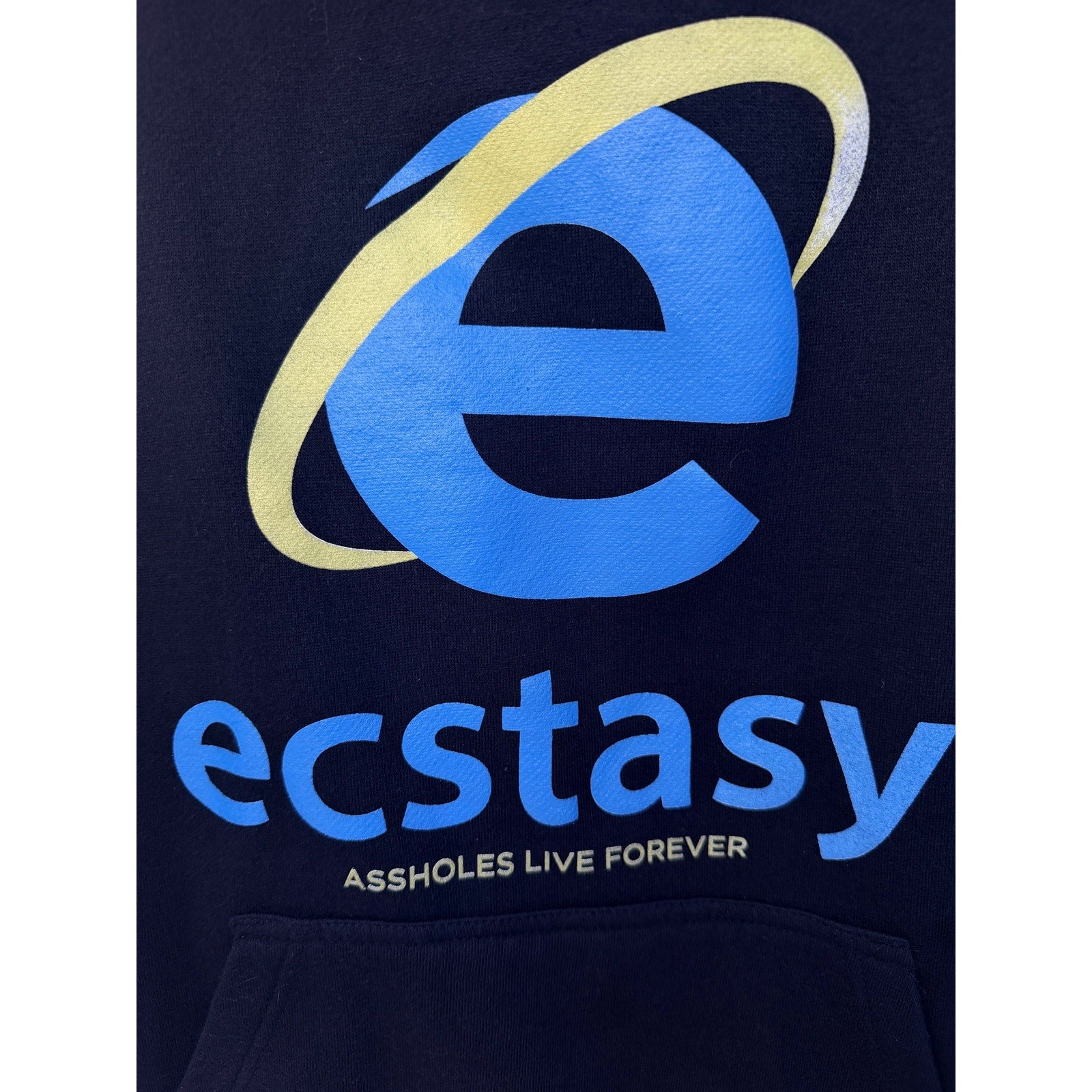 Ecstasy Graphic Hoodie Mens Large Black Logo Pullover Streetwear