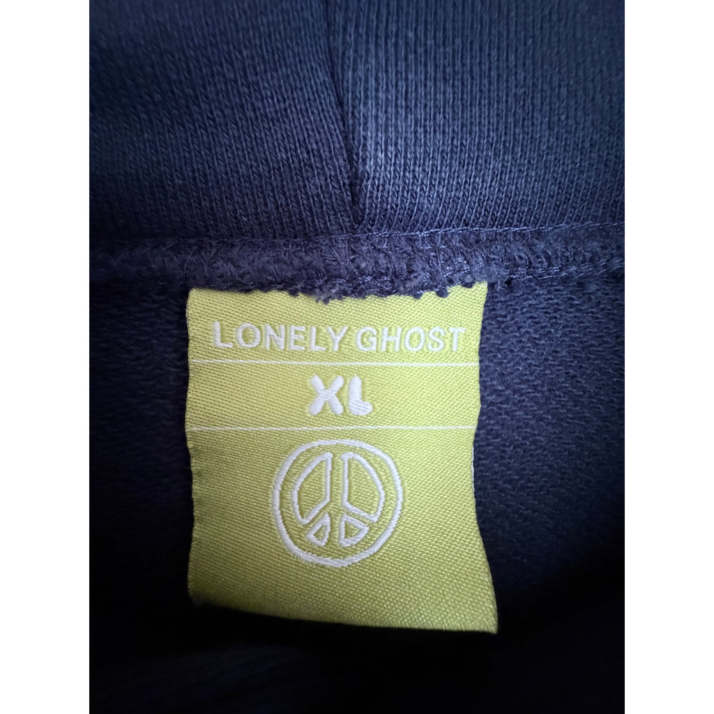 Lonely Ghost Ask Me Why I'm Lonely Hoodie Womens XL Navy Pullover Sweatshirt