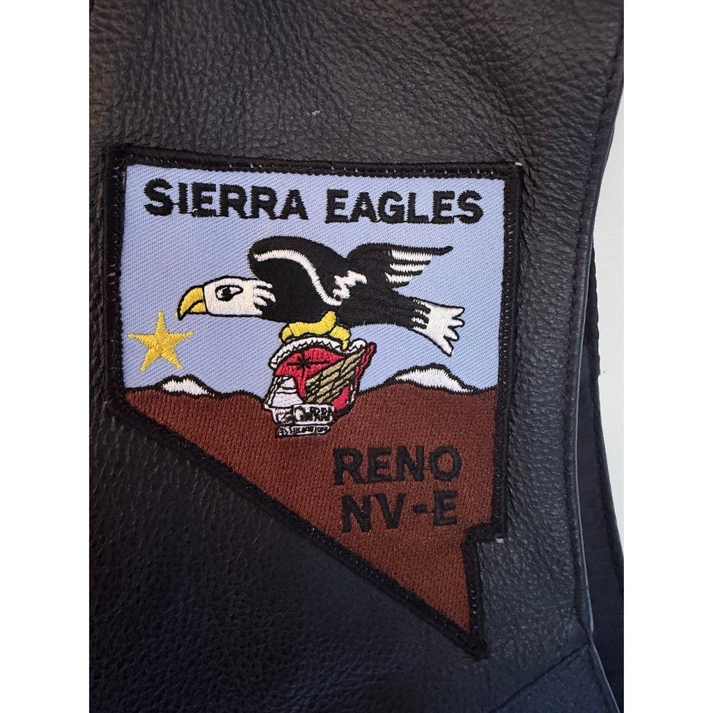 FMC Leather Vest Mens 46 Black Reno Nevada Biker Patch Motorcycle Vintage