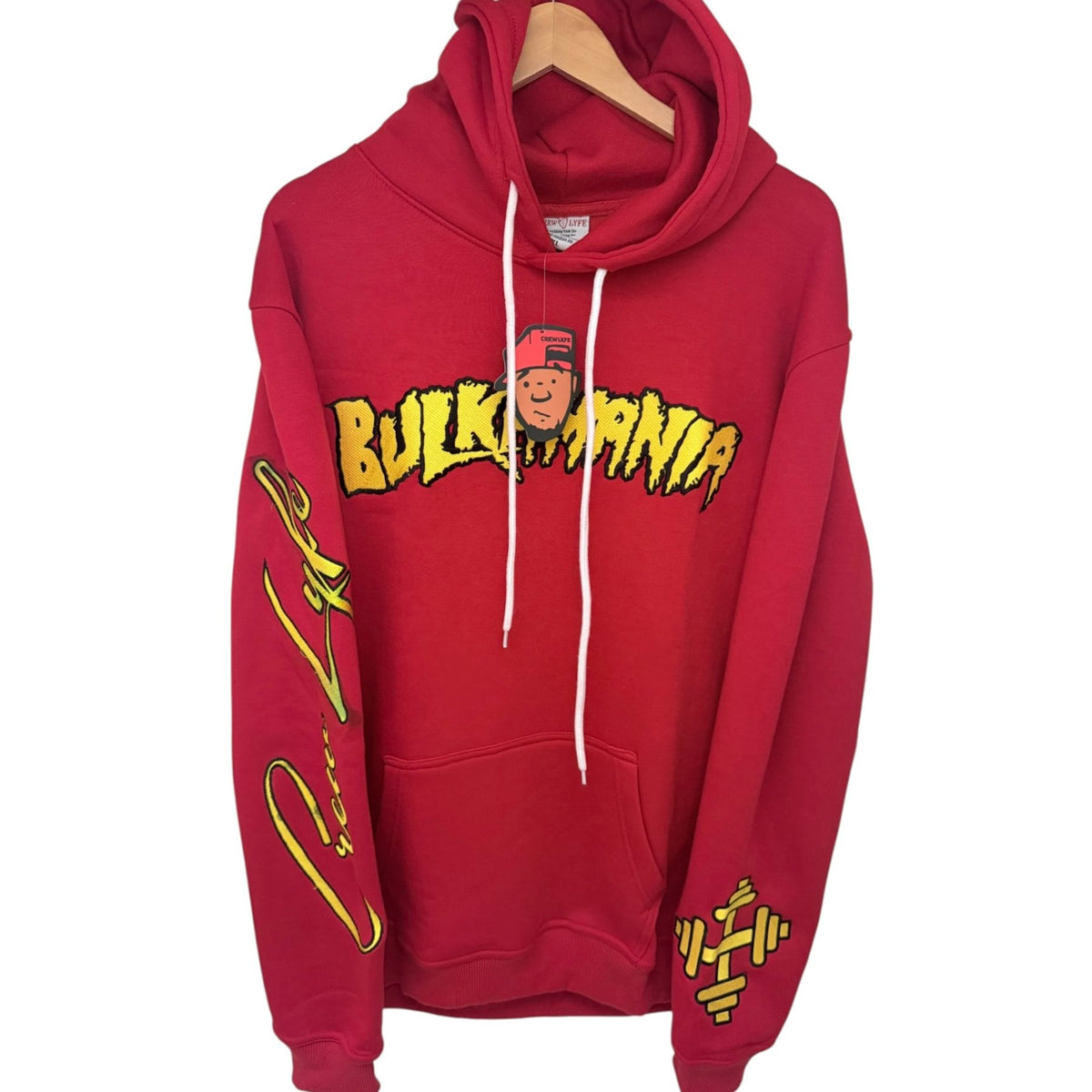 Crew Lyfe Men's Red Bulkmania Hoodie — front view