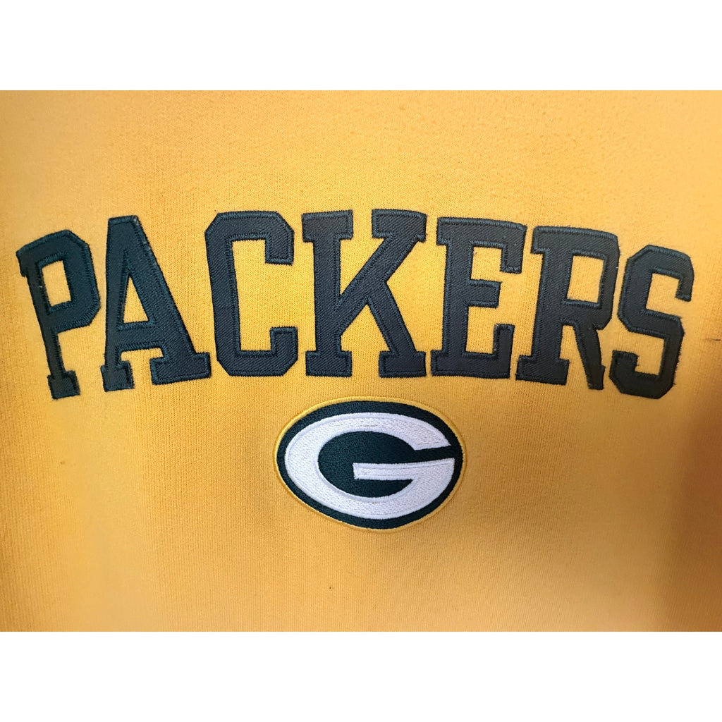 Green Bay Packers Mens Hoodie Yellow NFL Pullover Sweatshirt Medium