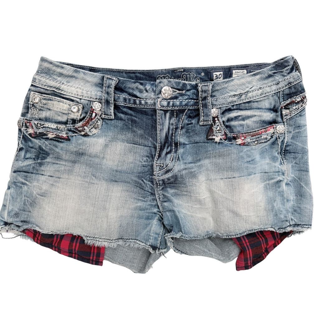 Miss Me Denim Shorts Womens 30 Distressed Sequin Cut Off Jean Shorts