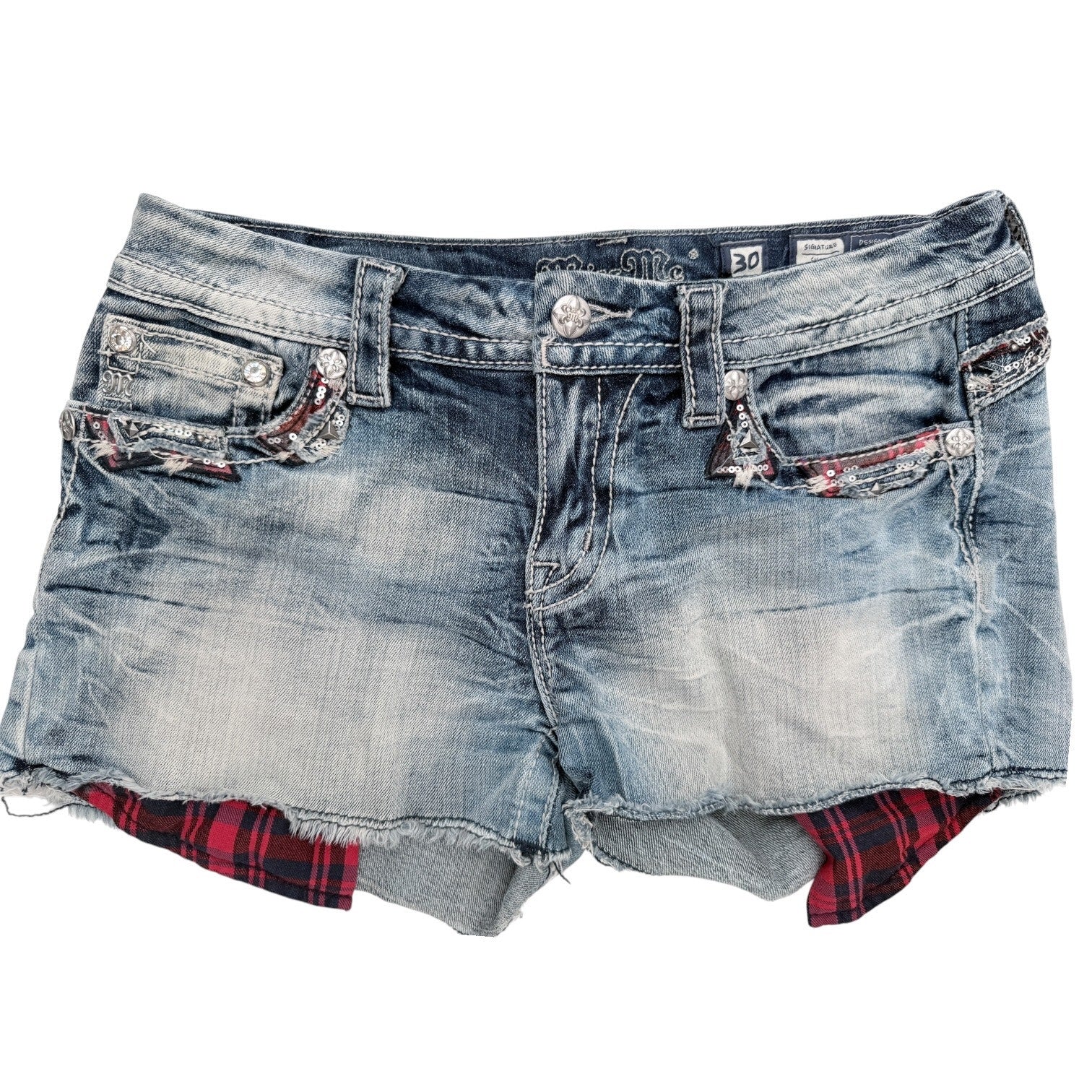 Miss Me Denim Shorts Womens 30 Distressed Sequin Cut Off Jean Shorts