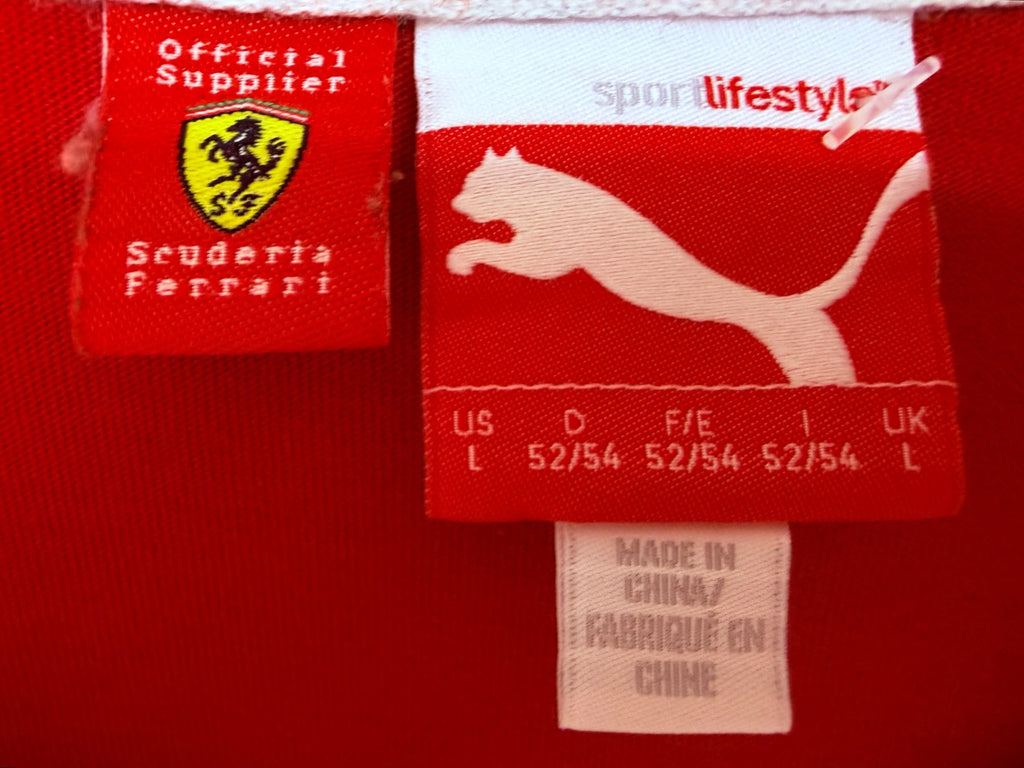 PUMA Men's Red Scuderia Ferrari Sport Lifestyle T-Shirt — brand label