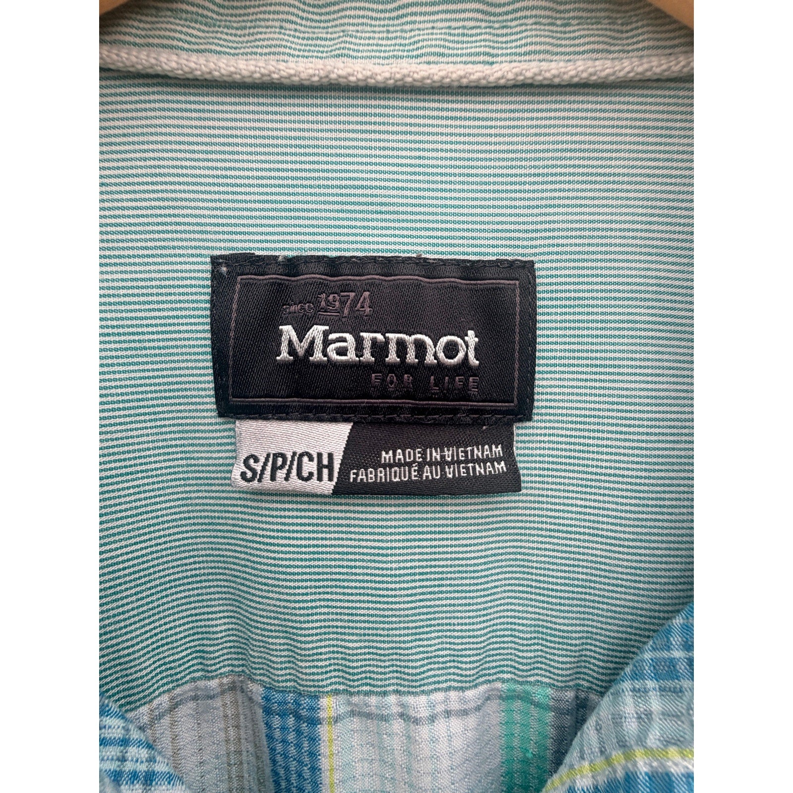 Marmot Plaid Long Sleeve Hiking Shirt Womens Small Blue Green