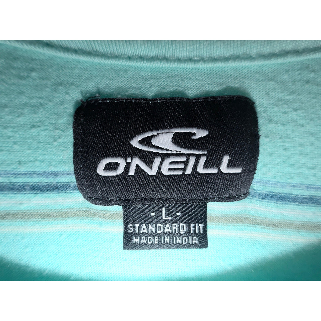 O'Neill Striped Pocket T Shirt Mens Large Aqua Blue