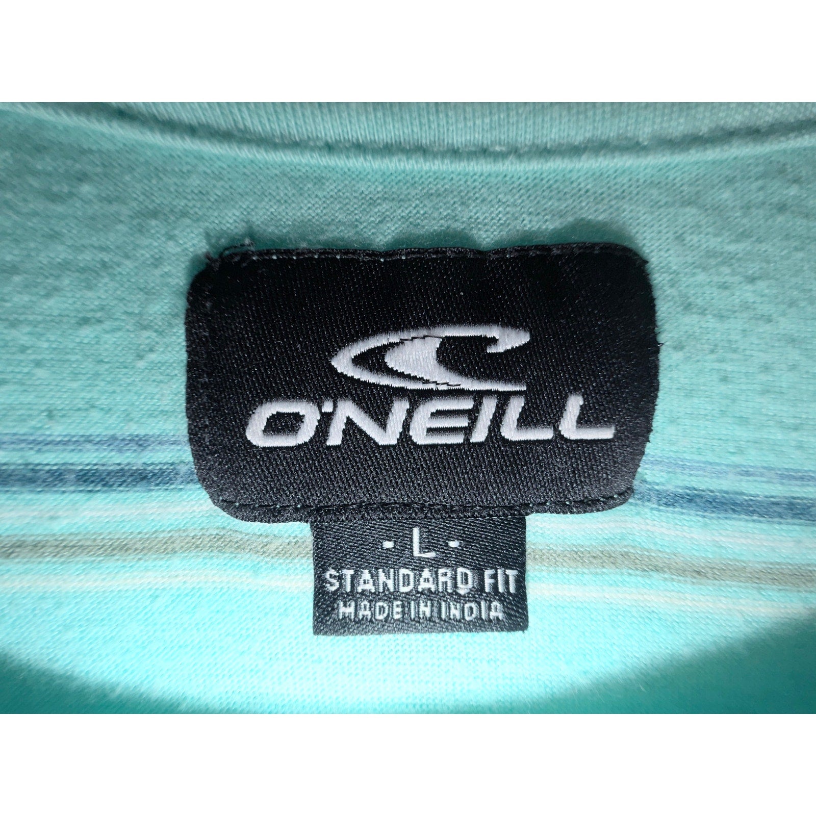 O'Neill Striped Pocket T Shirt Mens Large Aqua Blue