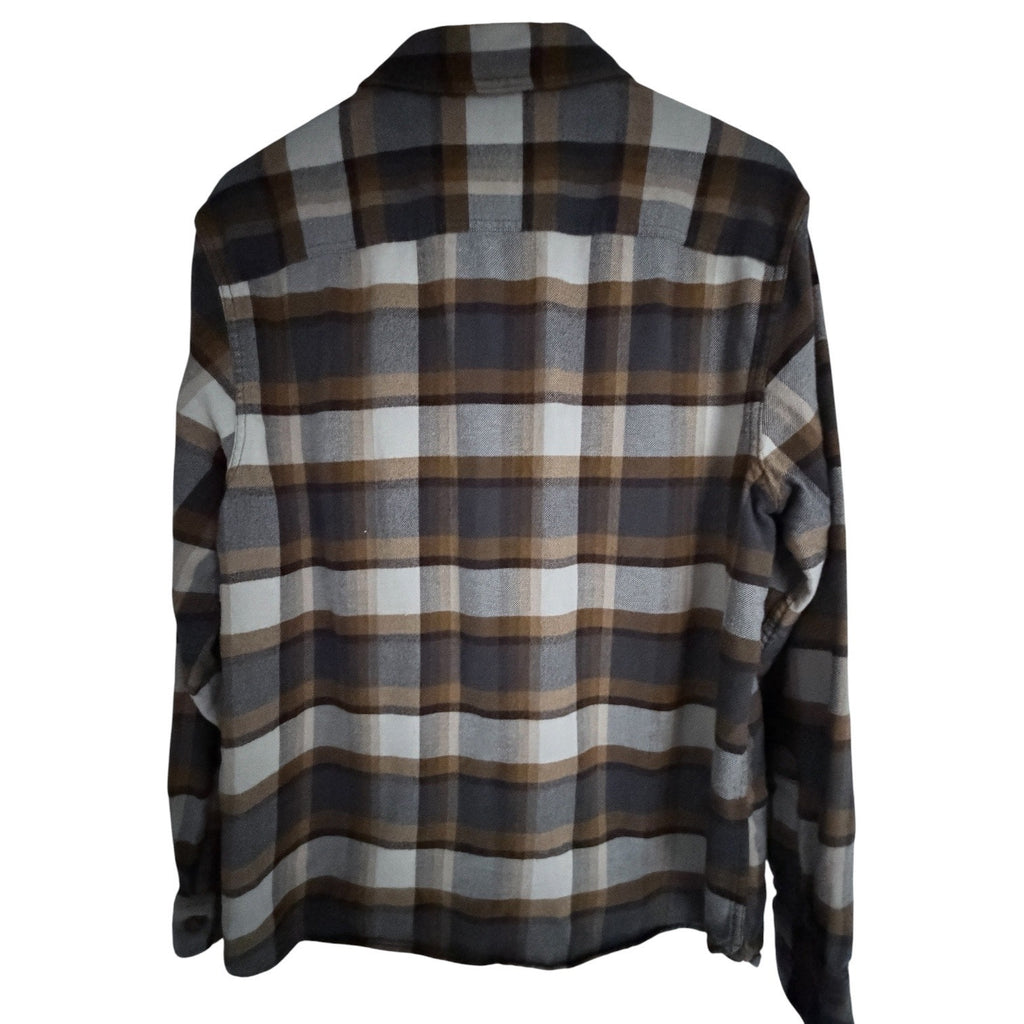 Pendleton Burnside Plaid Flannel Shirt Mens Large Brown Gray Button Up