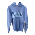 Graphic Hoodie Mens Small Light Blue Pullover Streetwear Casual Sweatshirt