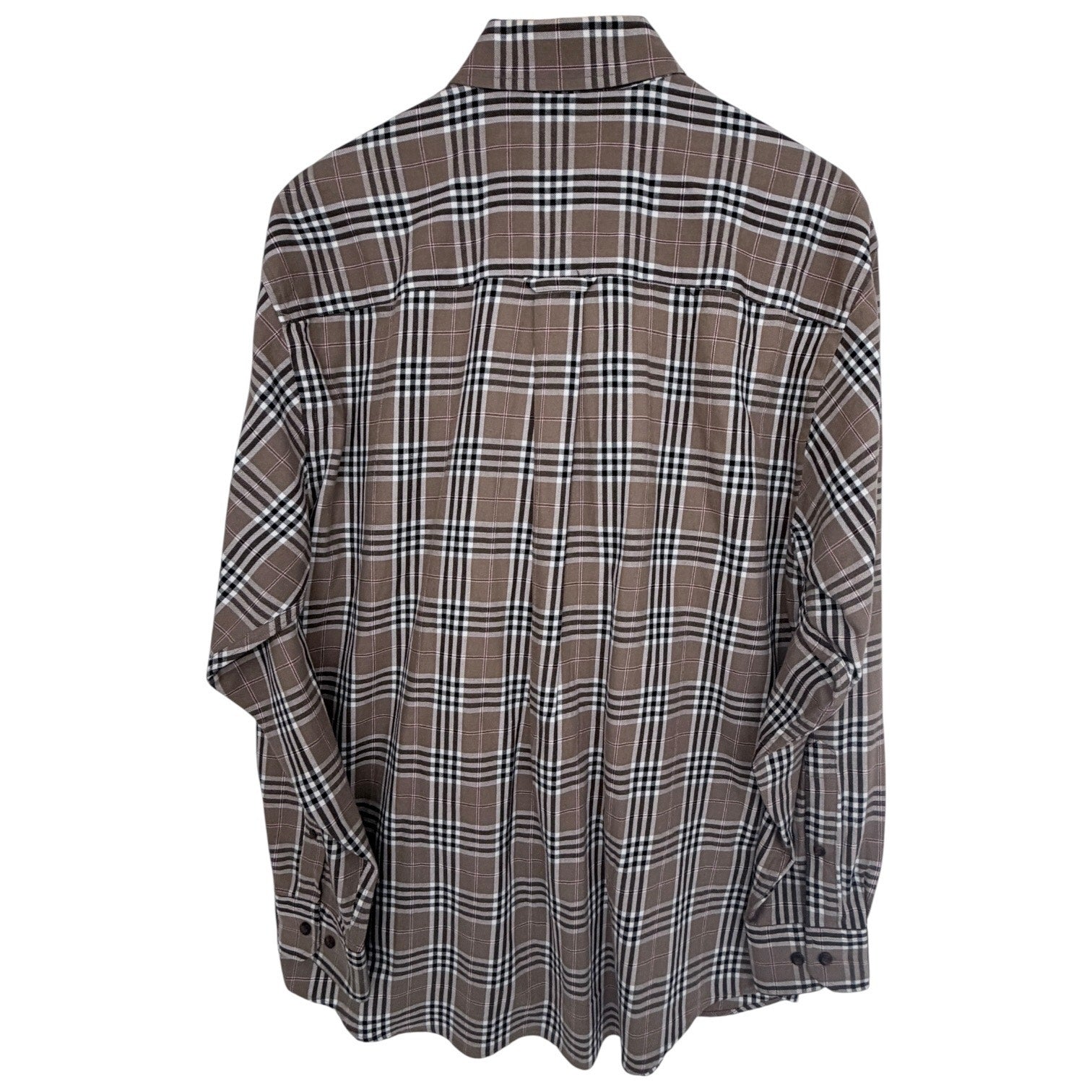 Pendleton Canterbury Cloth Button Down Shirt Mens Large Brown Plaid Wool Cotton