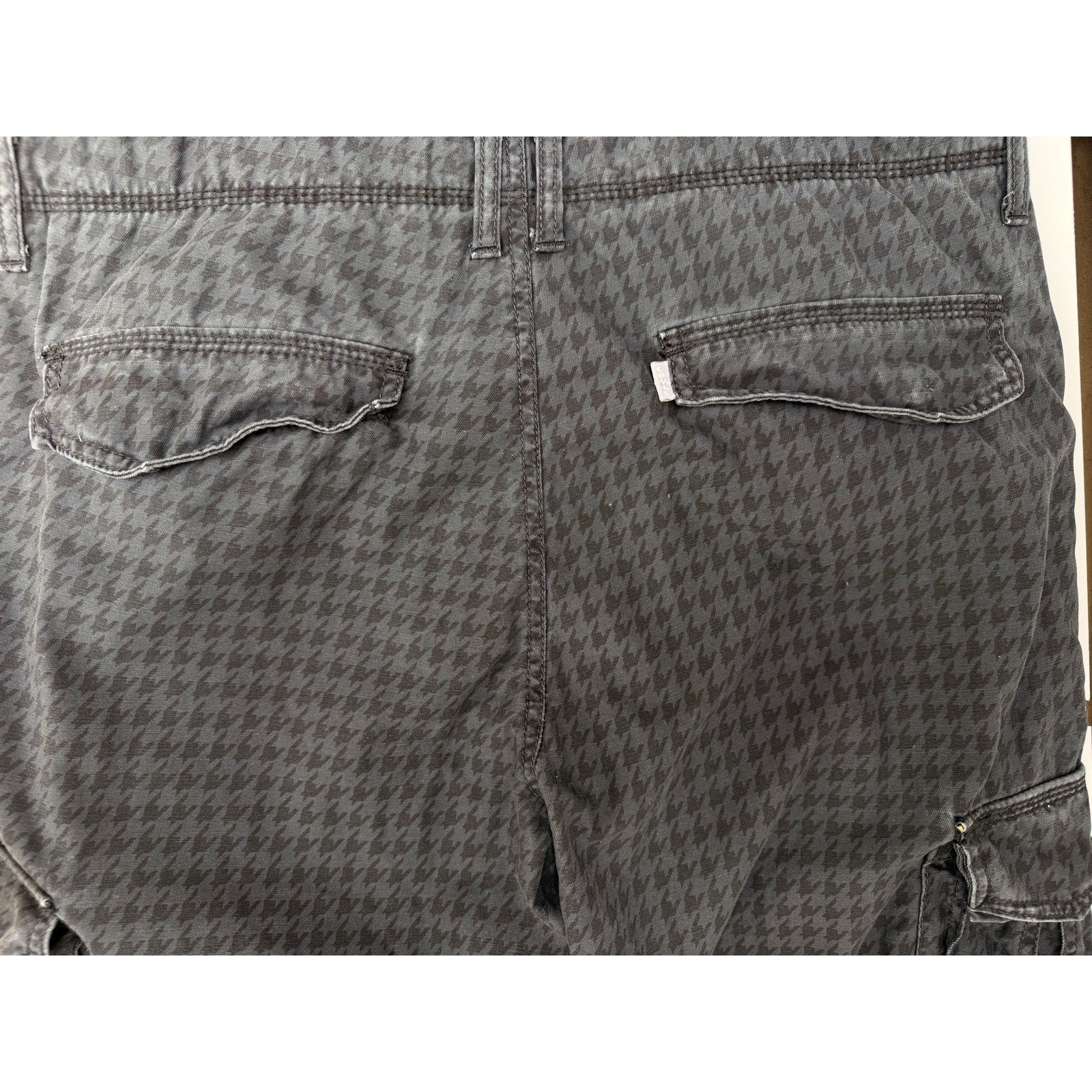 Silver Tab Cargo Shorts Mens 36 Black Houndstooth Utility Streetwear