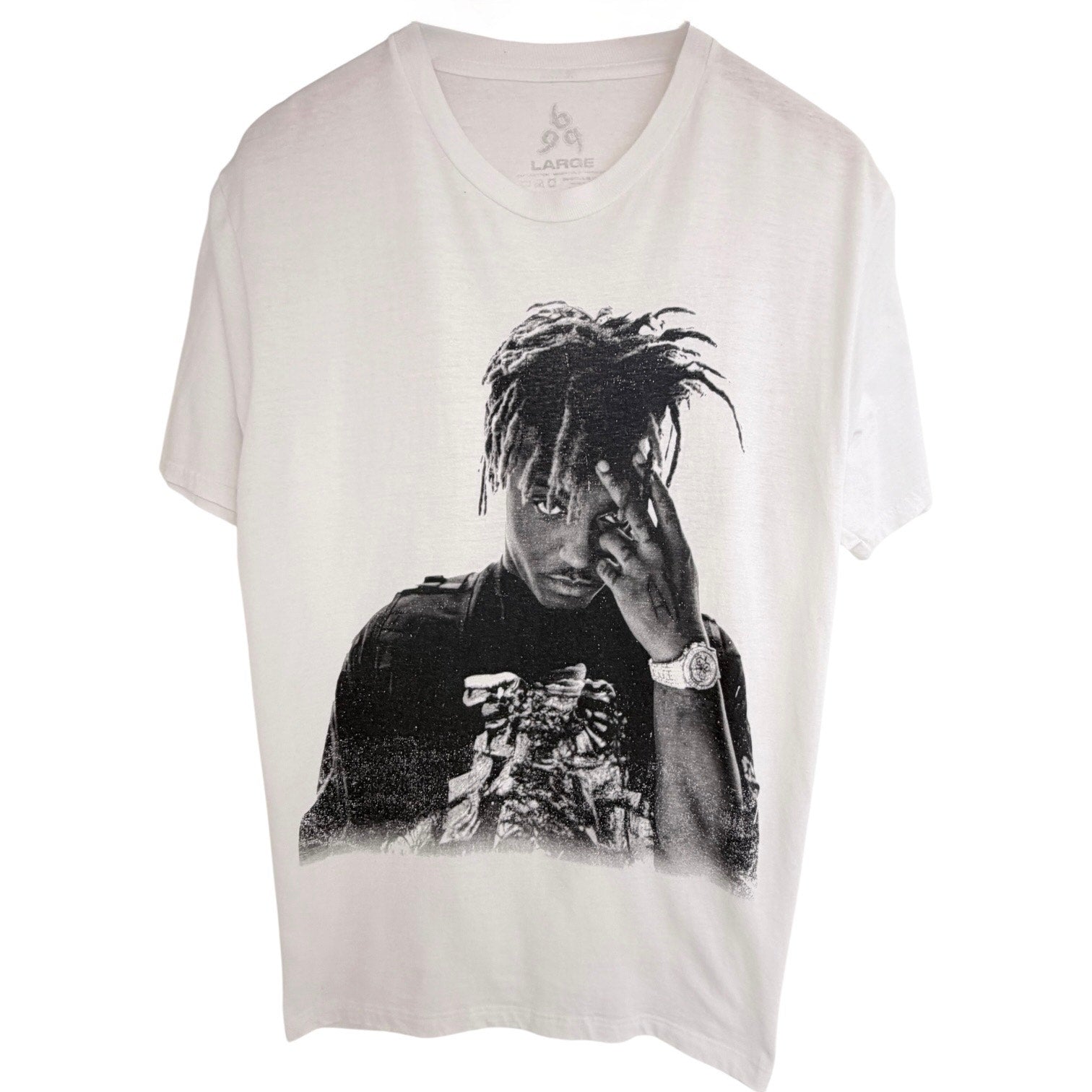 Juice WRLD Graphic 999 Club T Shirt Mens Large White Rap Hip Hop Portrait Tee