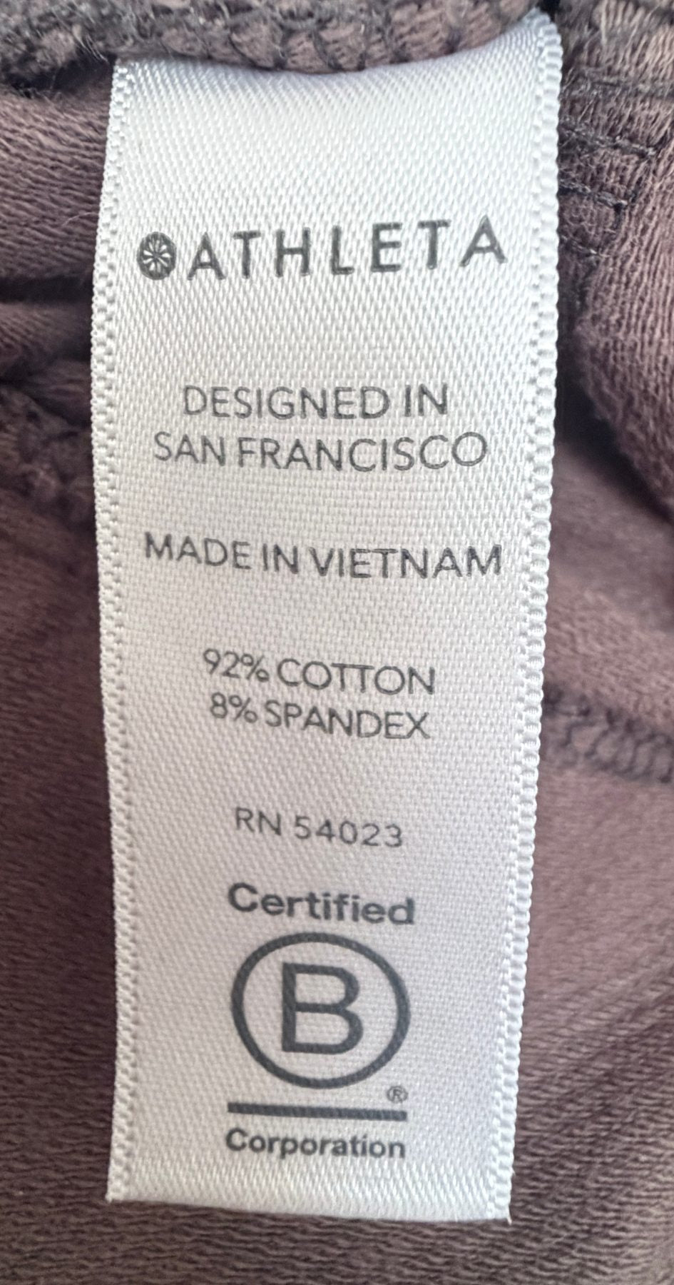 Athleta Women's Brown Farallon Pant Pants — fabric content tag