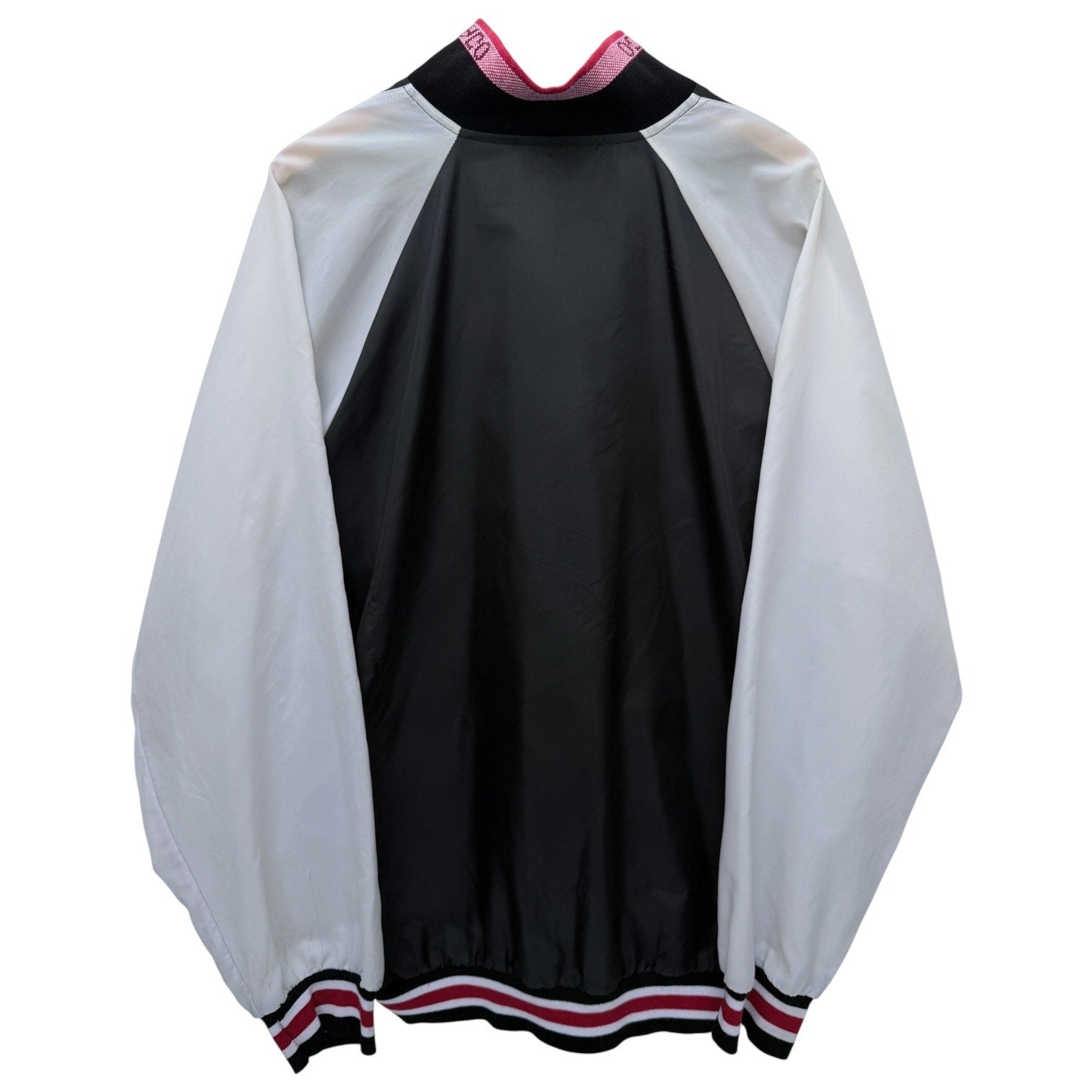 Vintage Chicago Script Jacket Mens XL Weekend USA Satin Bomber Black Red