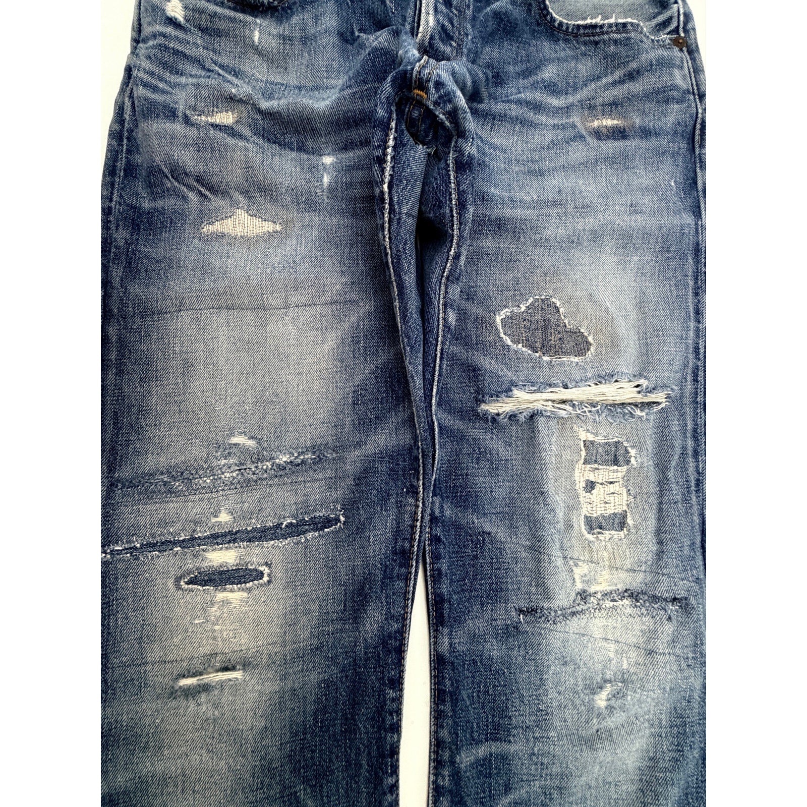 Polo Ralph Lauren Varick Slim Straight Distressed Jeans Mens 31x30 Blue