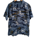 Palmwave Hawaiian Shirt Mens XL Gray Blue Island Floral Aloha Button Up