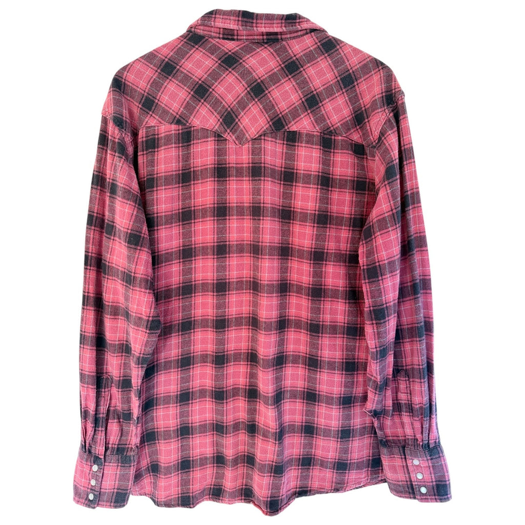 Wrangler Rancher Flannel Shirt Mens XXL Red Black Plaid Pearl Snap Western