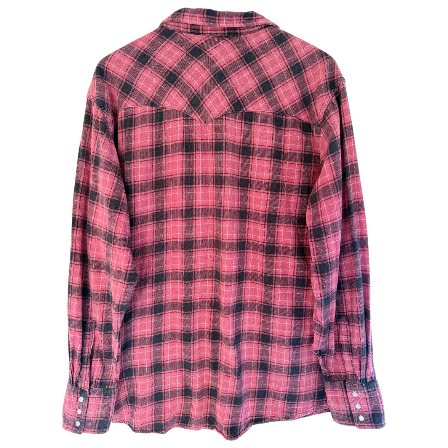 Wrangler Rancher Flannel Shirt Mens XXL Red Black Plaid Pearl Snap Western