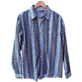 OP International Button Up Shirt Mens Large Blue Gray White Long Sleeve Shirt