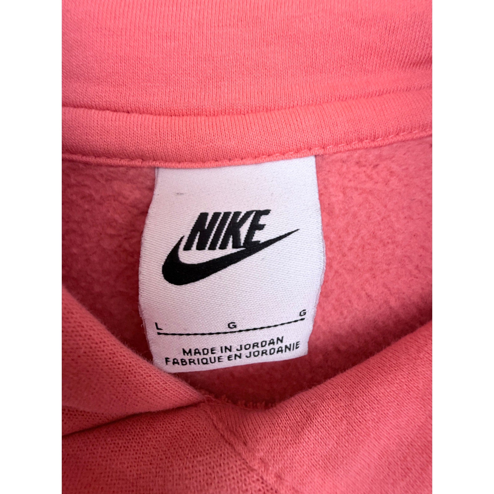 Nike Hoodie Womens Large Coral Pink Pullover Sweatshirt Embroidered Swoosh
