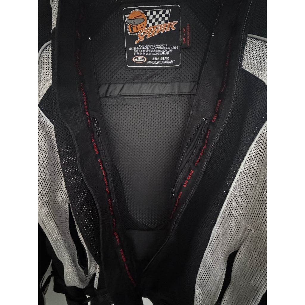 ProStreet Mens 3XL Motorcycle Jacket Black White Mesh CE Armor Riding Coat 52