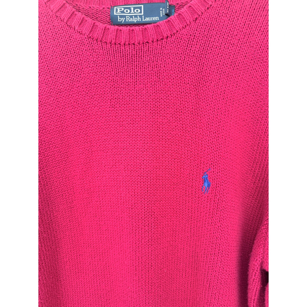 Polo Ralph Lauren Knit Sweater Mens Medium Red Cotton Crewneck Pullover