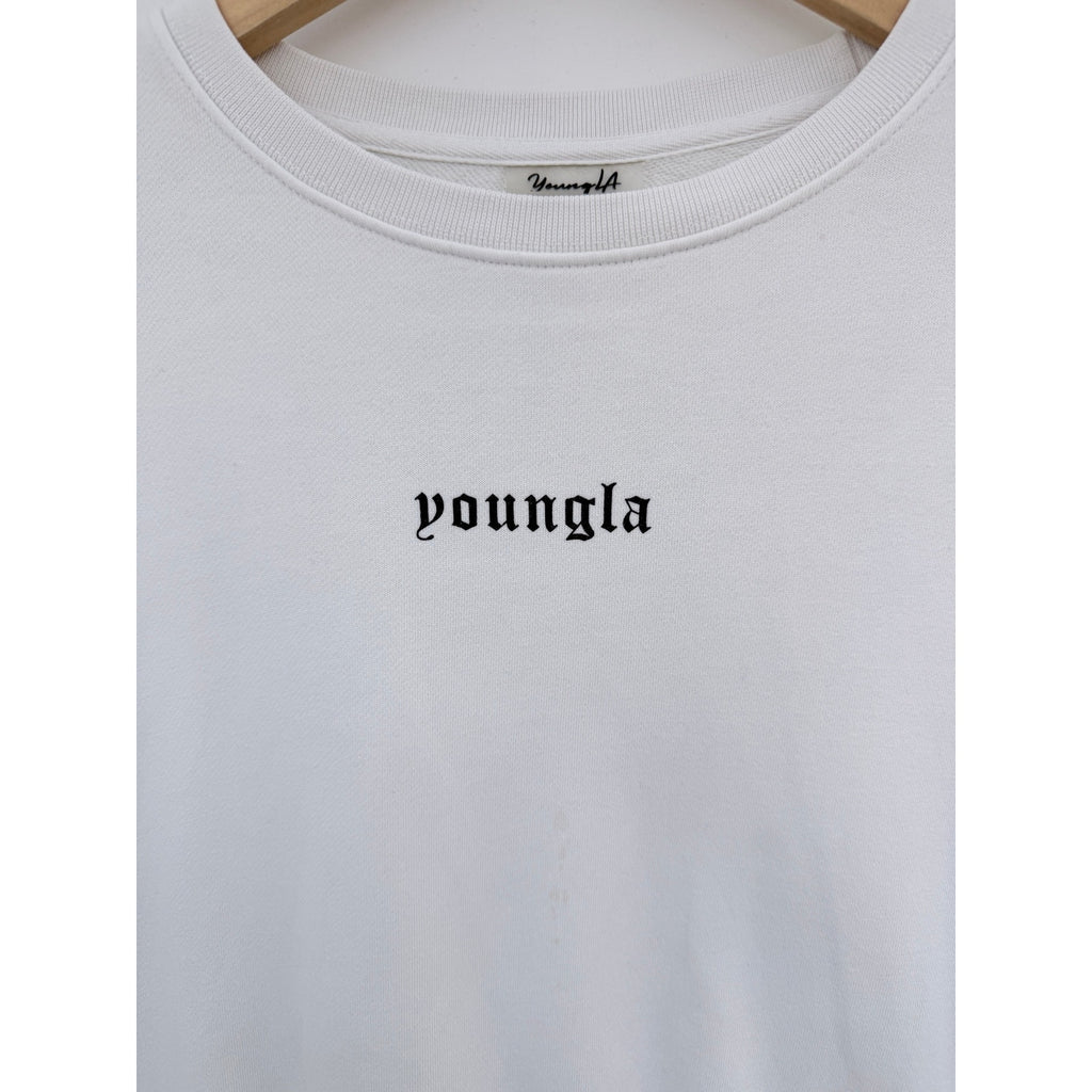 YoungLA Cropped Sweatshirt Womens Small White Oversized Pullover