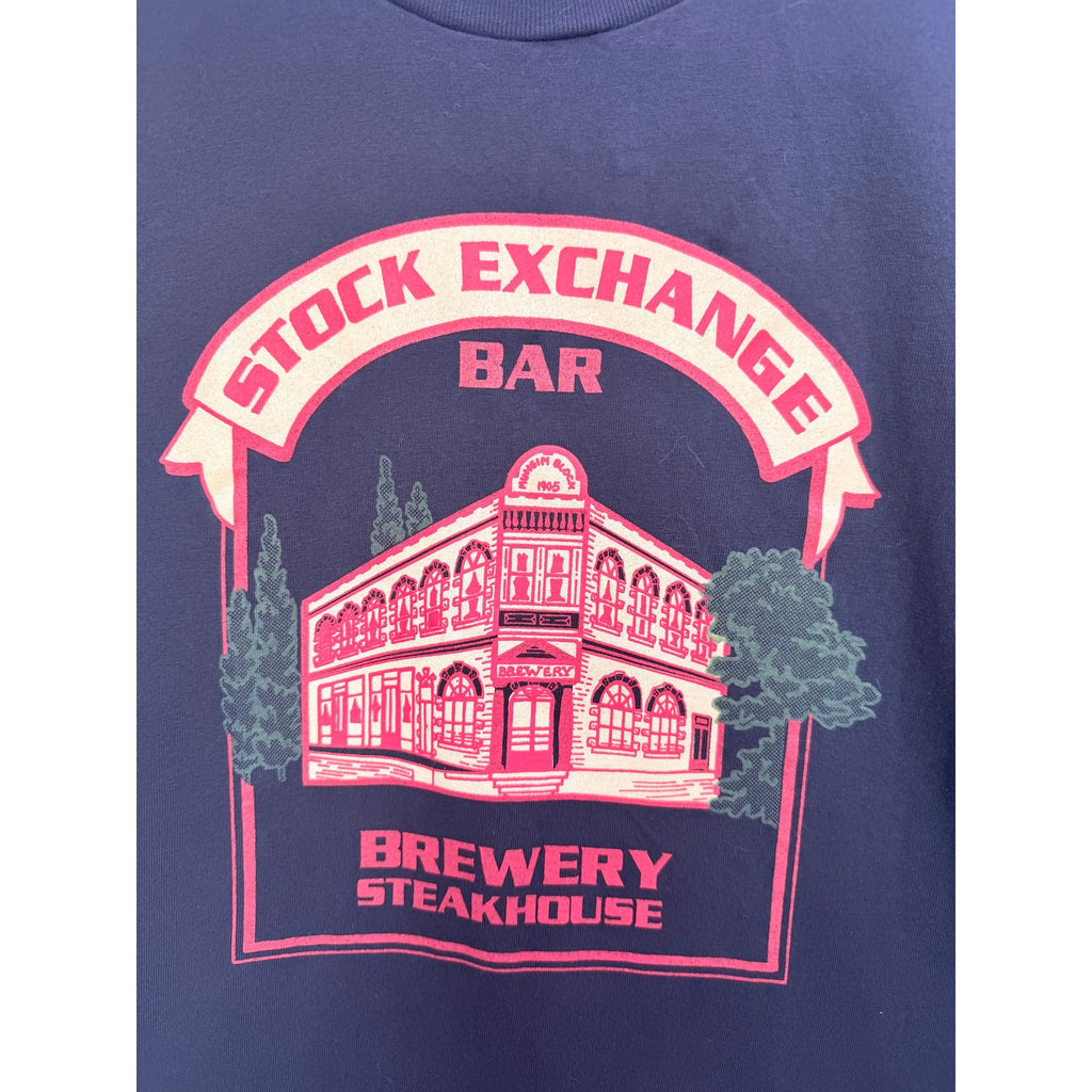 Stock Exchange Bar Brewery Steakhouse Graphic T Shirt Mens L Black Vintage Tee