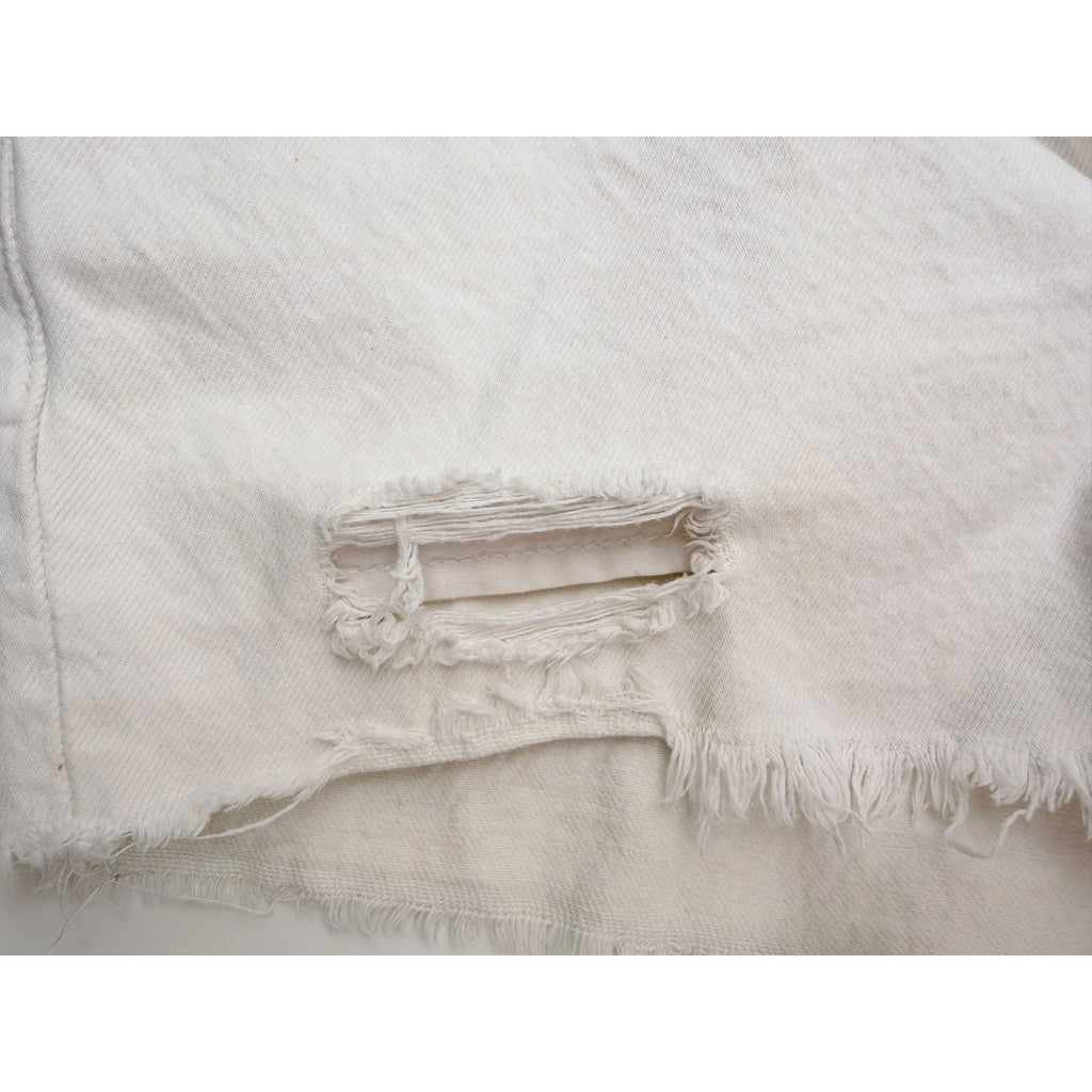 Levis 501 Denim Shorts Womens Size 28 White Distressed Cutoff Jean Shorts