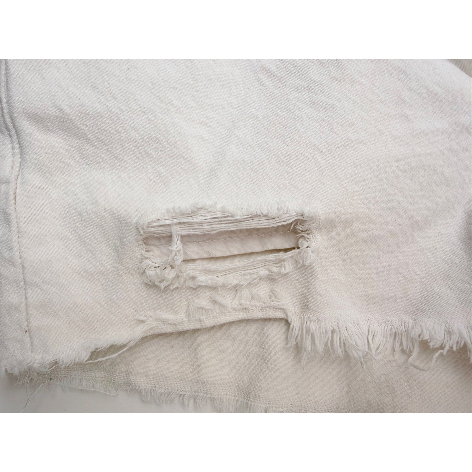 Levis 501 Denim Shorts Womens Size 28 White Distressed Cutoff Jean Shorts