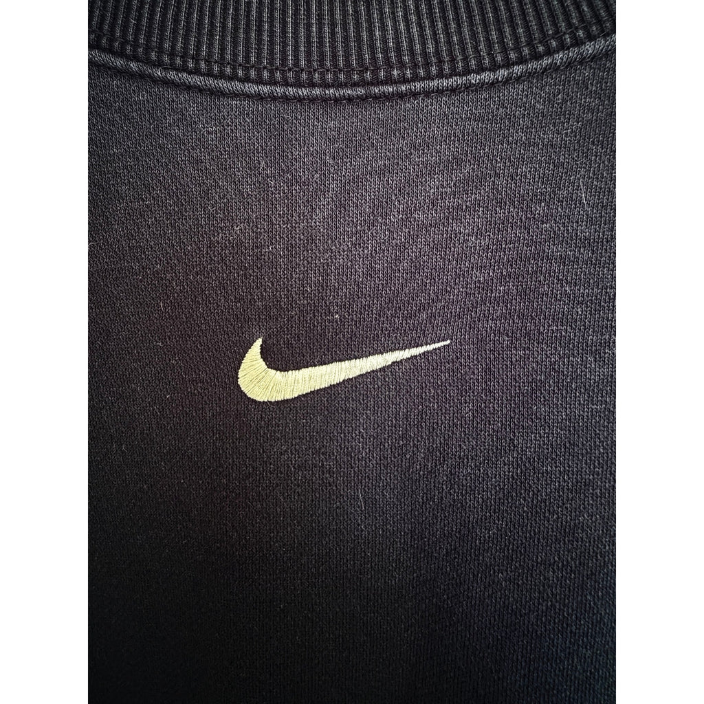 Nike Mini Swoosh Cropped Sweatshirt Womens Small Black Fleece Crewneck