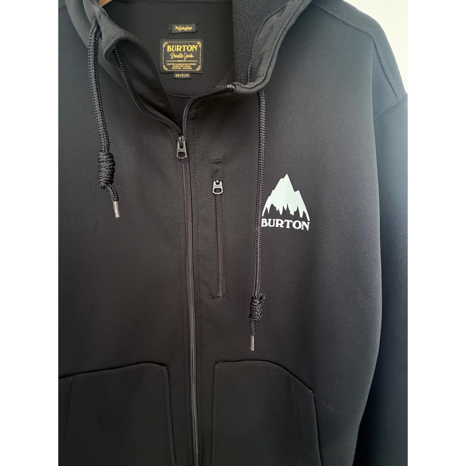 Burton DryRide Mens Large Black Full Zip Hoodie Snowboard Sweatshirt