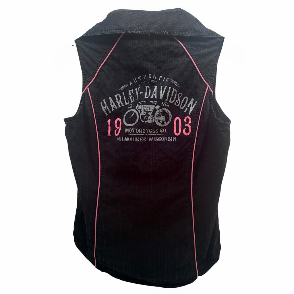 Harley-Davidson 1903 Sleeveless Snap Shirt Women's Black Pink